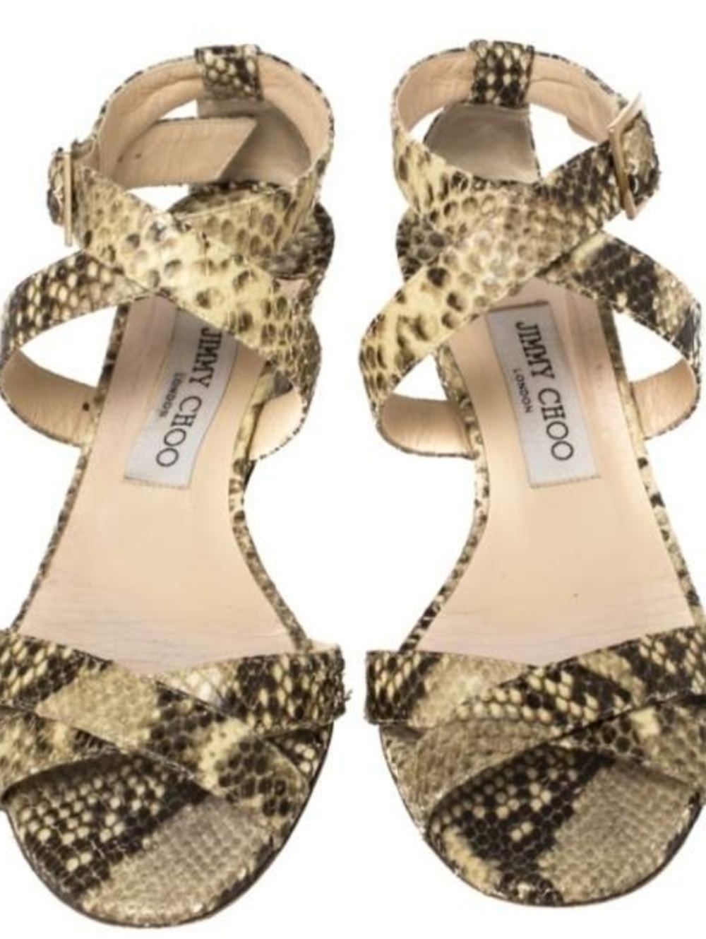 Jimmy Choo Snakeskin Open Toe Sandals Size 38